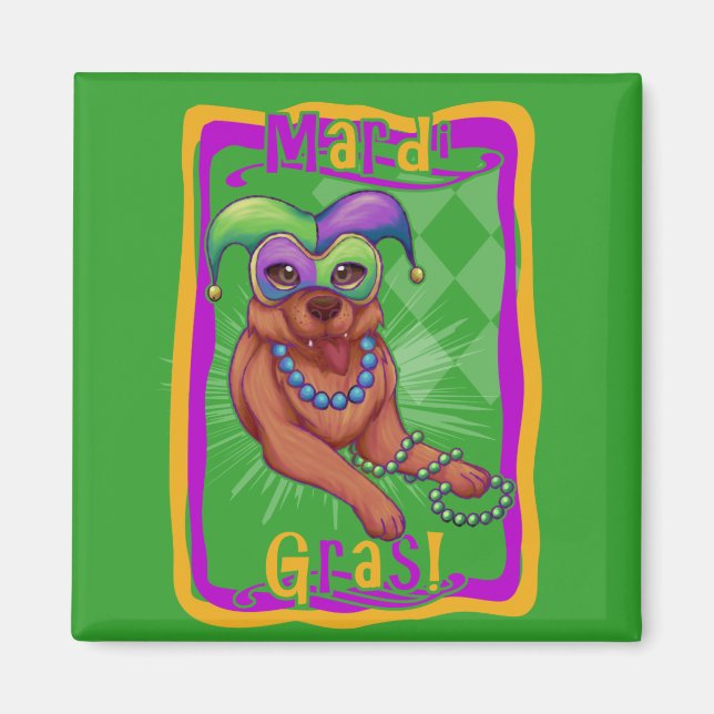 Mardi Gras Hund Magnet (Framsidan)