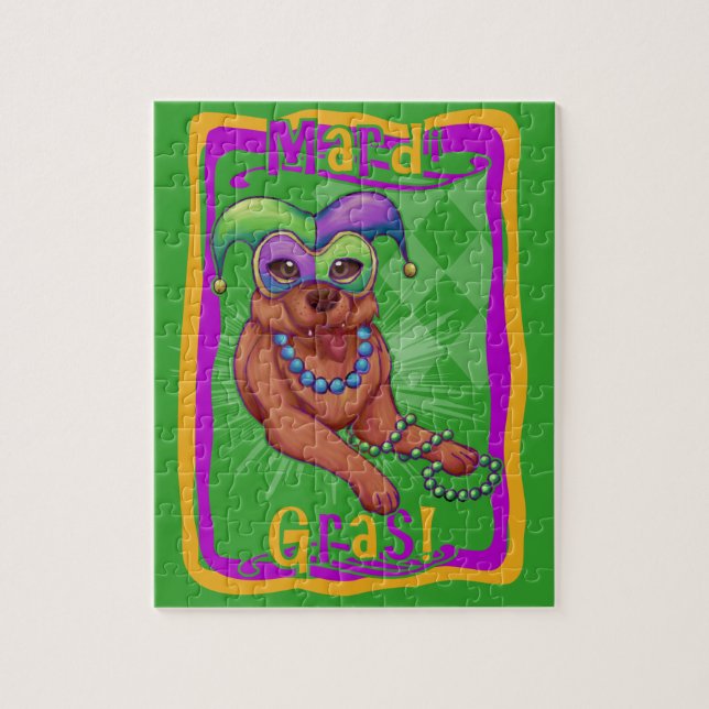 Mardi Gras Hund Pussel (Vertikal)