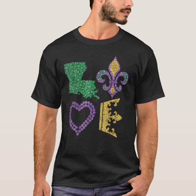 Mardi Gras I Kärlek Mardi Gras Distress T Shirt (Framsida)