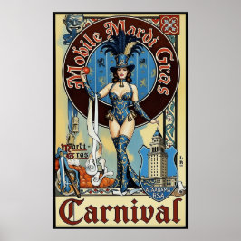 Mardi Gras i Mobile Alabama resaffisch Poster