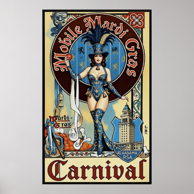 Mardi Gras i Mobile Alabama resaffisch Poster (Framsidan)
