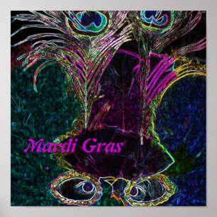 Mardi Gras in Färg Print Poster