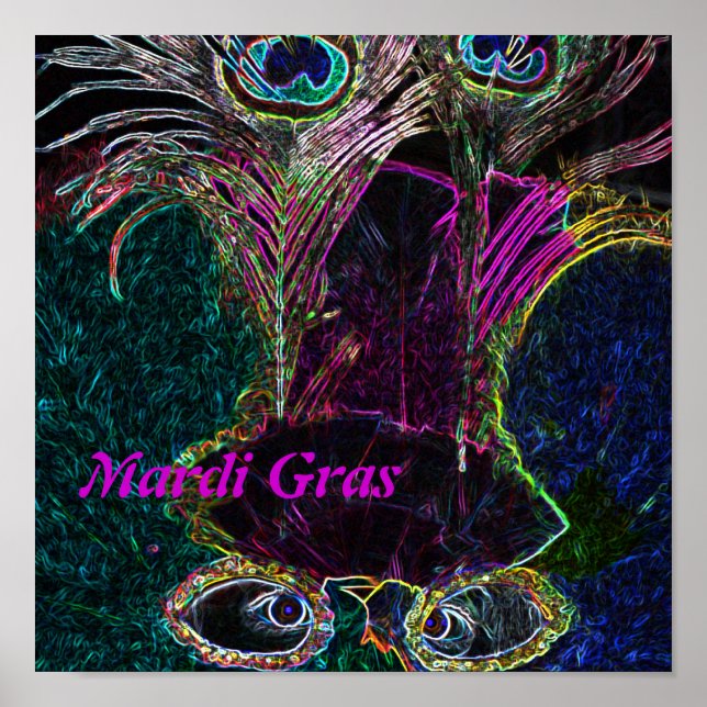 Mardi Gras in Färg Print Poster (Framsidan)