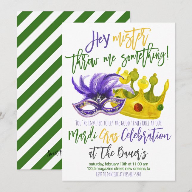 Mardi Gras-inbjudan Inbjudningar (Fram/baksida)