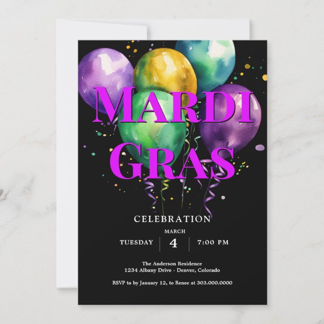 Mardi Gras Inbjudningar (Framsida)