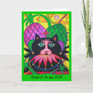 Mardi Gras Jazz Cat, Mardi Gras 2011 Greeting Card Kort