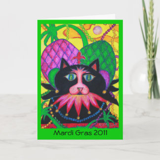 Mardi Gras Jazz Cat, Mardi Gras 2011 Greeting Card Kort