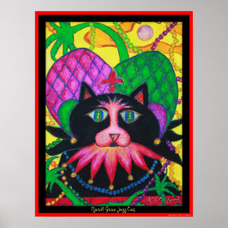 Mardi Gras Jazz Cat Poster