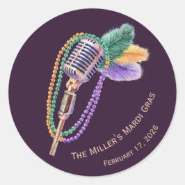 Mardi Gras Jazz Microphone Custom Stickers Runt Klistermärke