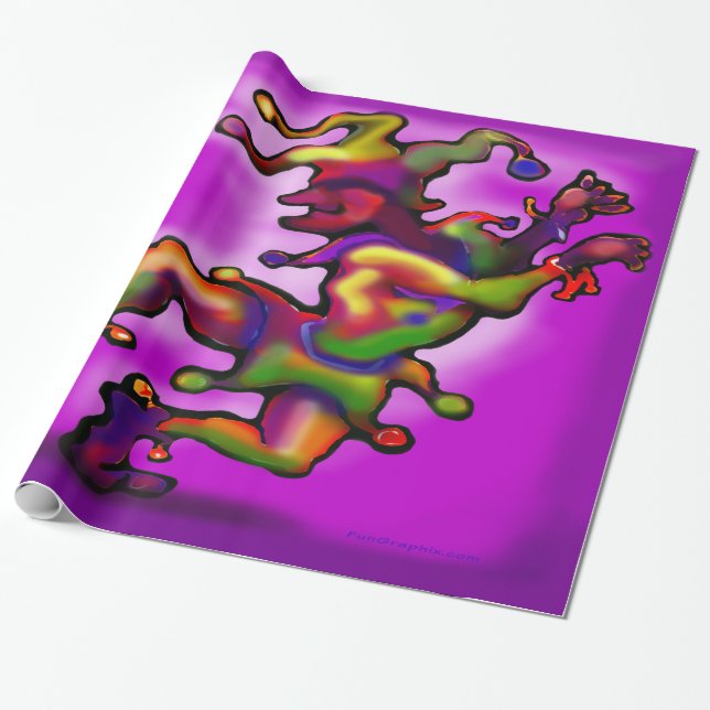 Mardi Gras Jester 2x3' 60# Dekoration Presentpapper (Utrullad)