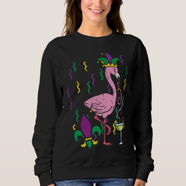 Mardi Gras Jester Flamingo  Carnival Bird Men Wome T Shirt (Framsida)