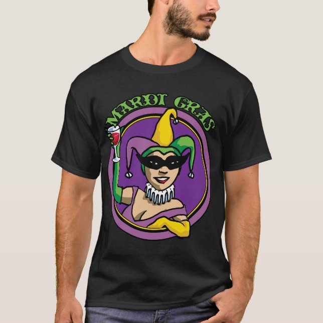 Mardi Gras Jester Girl T-shirt (Framsida)
