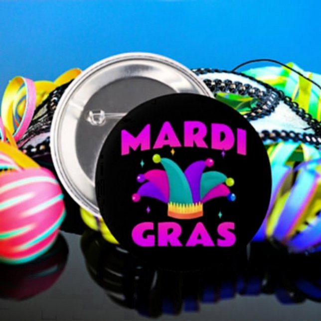 Mardi Gras Jester Hat Button Knapp (Skapare uppladdad)