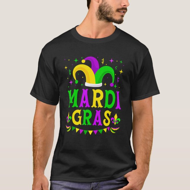Mardi Gras Jester Hat Funny Parade Costume Men Wom T Shirt (Framsida)