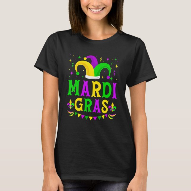 Mardi Gras Jester Hat Funny Parade Costume Men Wom T Shirt (Framsida)