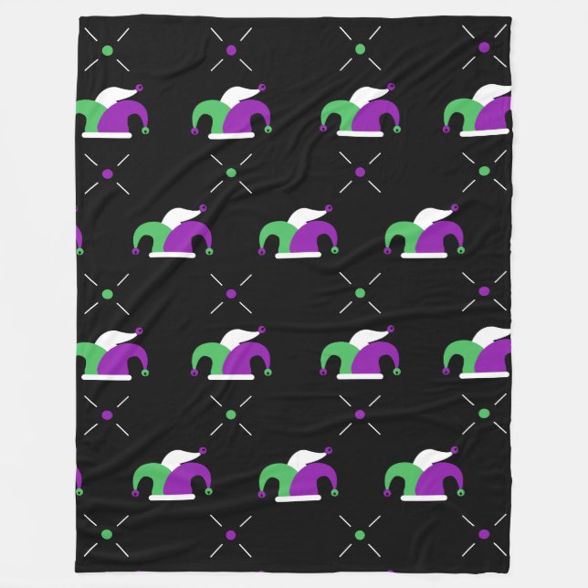 Mardi Gras Jester Hat Mönster Fleece Blanket (Framsidan)