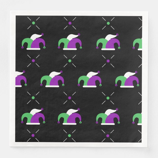 Mardi Gras Jester Hat Mönster Napkin Pappersservett (Framsida)