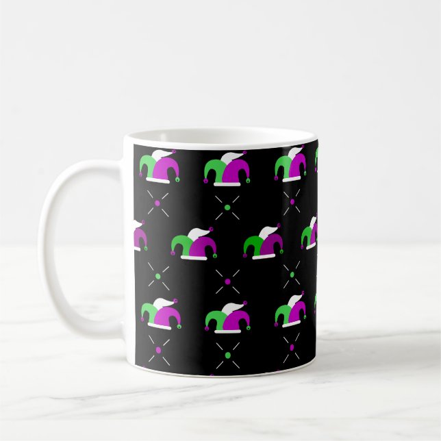 Mardi Gras Jester Hat Pattern Mug Kaffemugg (Vänster)