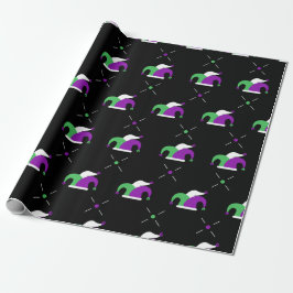 Mardi Gras Jester Hat Wrapping Papper Presentpapper