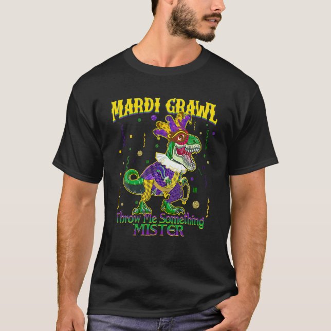 Mardi Gras Jester Kids Boys Gift Mardi Grawl Trex T Shirt (Framsida)