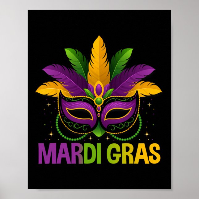 Mardi Gras Jester Mask Costume Kids Girls Boys Man Poster (Framsidan)