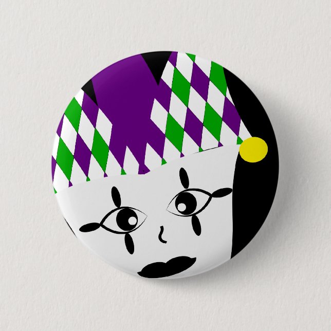 Mardi Gras Jester Party Button Knapp (Framsida)