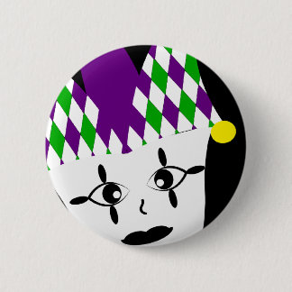 Mardi Gras Jester Party Button Knapp