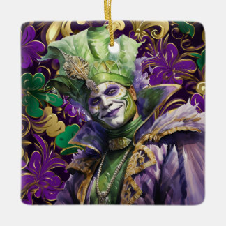 Mardi Gras Jester Porcelain Ornament