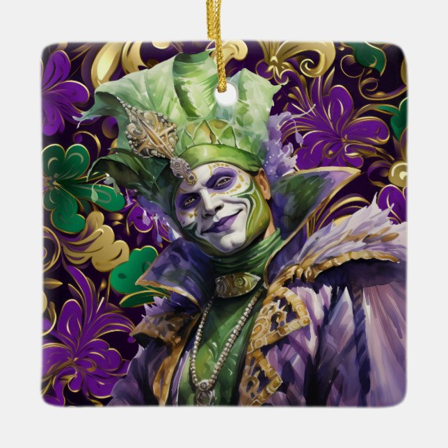 Mardi Gras Jester Porcelain Ornament (Framsida)