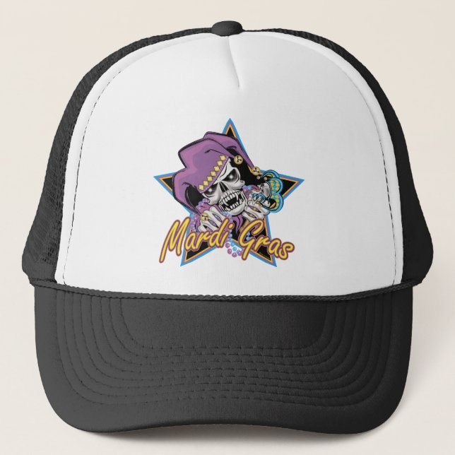 Mardi Gras Jester Skull Keps (Framsida)