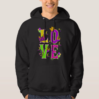 Mardi Gras Kärlek I Kärlek Mardi Gras Funny Colorf Hoodie