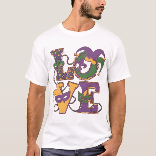 Mardi Gras Kärlek-Kärlek in Bloom - Mardi Gras Thm T Shirt (Framsida)