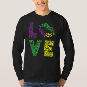 Mardi Gras Kärlek Läppar Carnival Festival Parad T Shirt