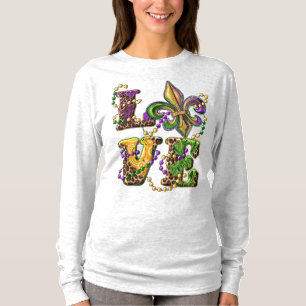 Mardi Gras Kärlek-tecken med Fleur de Lis T Shirt