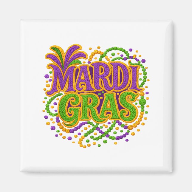 Mardi Gras karneval Fettisdagen Latch Hook Garn Kr Magnet (Framsidan)