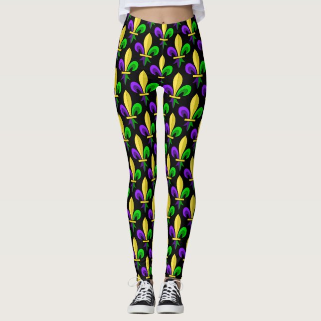 Mardi Gras Karneval Fleur De Lis Leggings (Framsida)