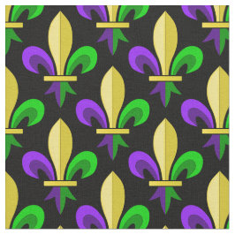 Mardi Gras Karneval Fleur De Lis på svart Tyg