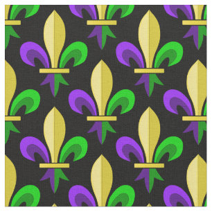 Mardi Gras Karneval Fleur De Lis på svart Tyg