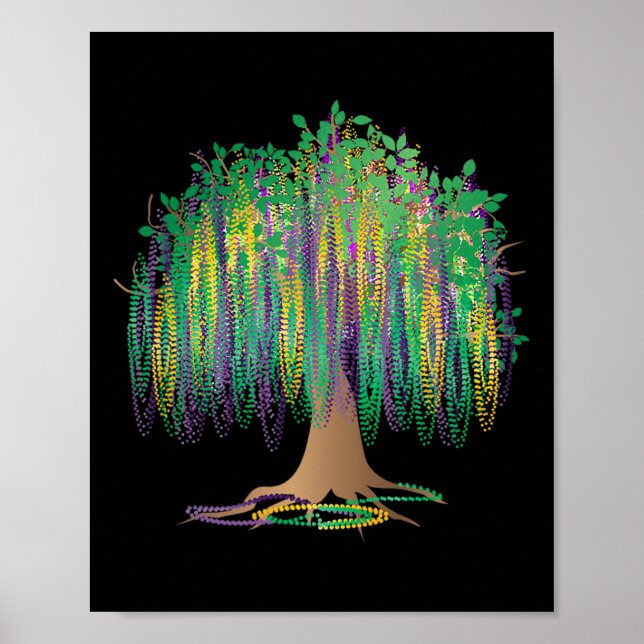 Mardi Gras Karneval Mexikansk Grafisk Pärlträd Bou Poster (Framsidan)