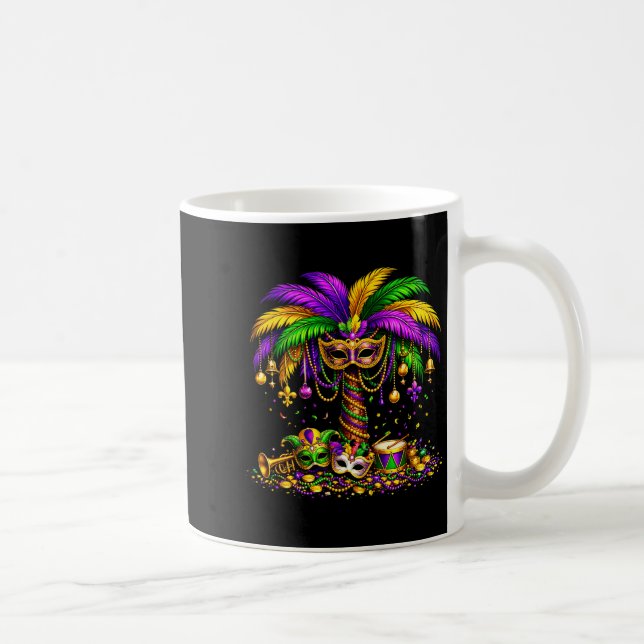 Mardi gras karneval palmträd hawaiianska pärlor ma kaffemugg (Höger)