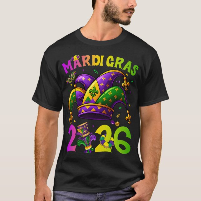 Mardi Gras-karnevalen 2026 Jester T Shirt (Framsida)