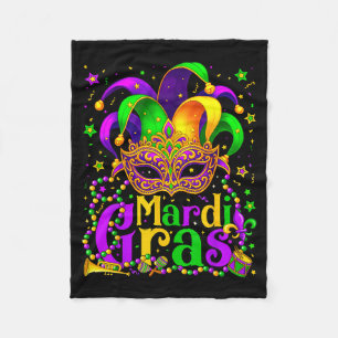 Mardi Gras Karnevals Pärlor Mask Fjädrar Hatt Män Fleecefilt