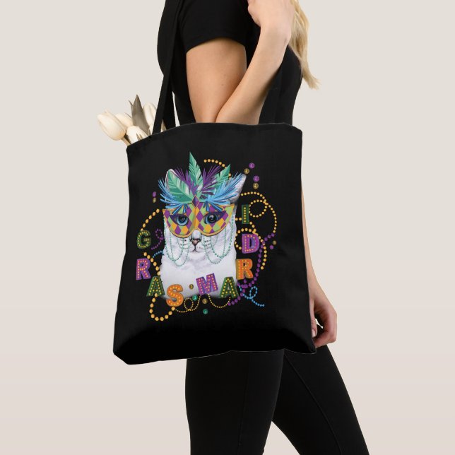 Mardi Gras Katt, Roligt Mardi Gras Tygkasse (Närbild)