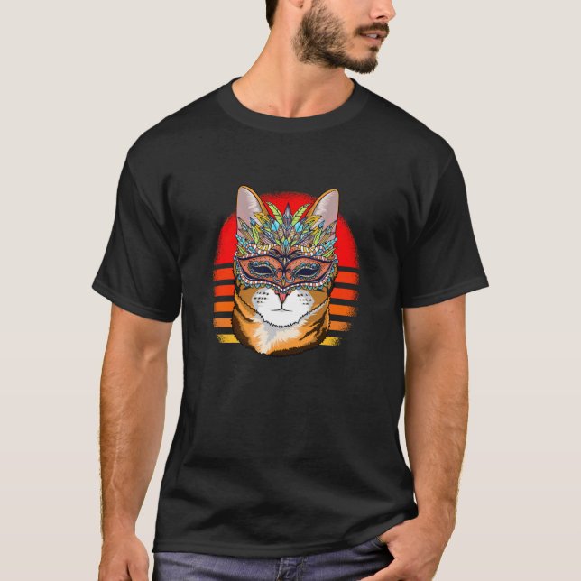 Mardi Gras kattkarnevalsmask katt T Shirt (Framsida)
