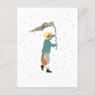 Mardi Gras Kids Carnival Vår Illustration Boy Vykort