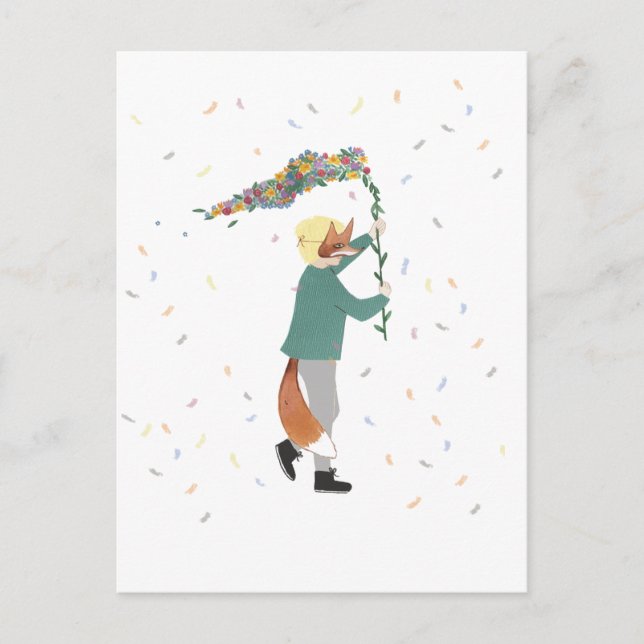 Mardi Gras Kids Carnival Vår Illustration Boy Vykort (Framsida)