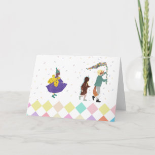 Mardi Gras Kids Carnival Vår Illustration Kort