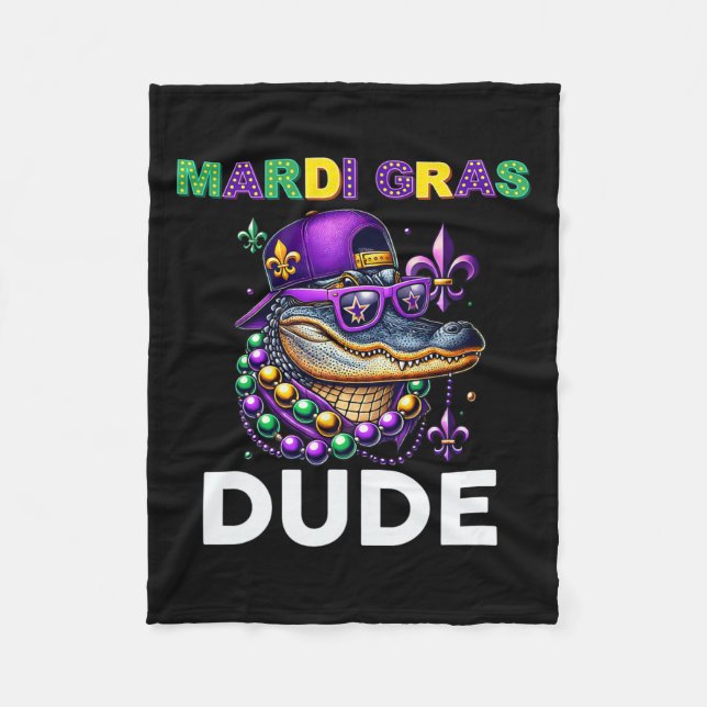 Mardi Gras Killen Alligator Mardigator Crokodile K Fleecefilt (Framsidan)
