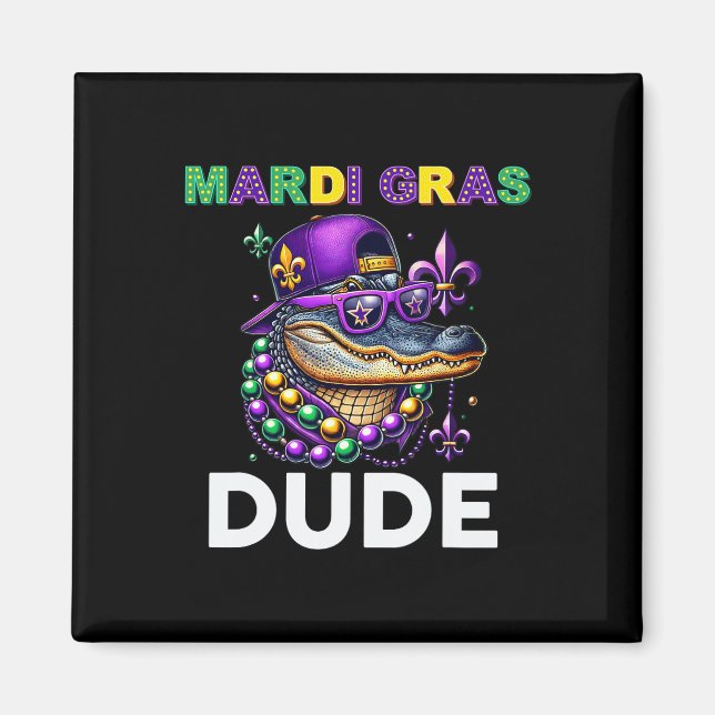 Mardi Gras Killen Alligator Mardigator Crokodile K Magnet (Framsidan)