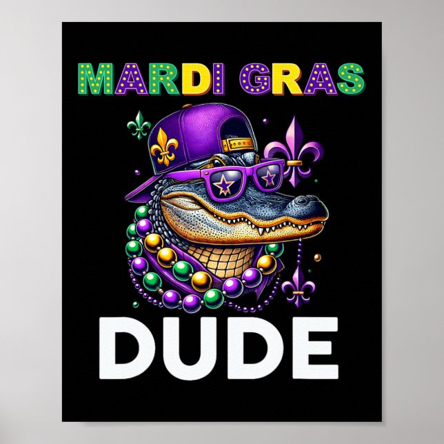 Mardi Gras Killen Alligator Mardigator Crokodile K Poster (Framsidan)